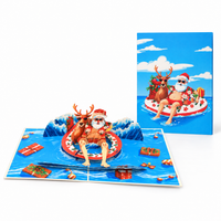 Tropical Santa & Reindeer Christmas Pop-Up Card