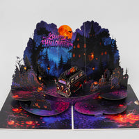 Halloween Van Pop-Up Card – 3D Spooky Halloween Greeting Card & Unique Gift