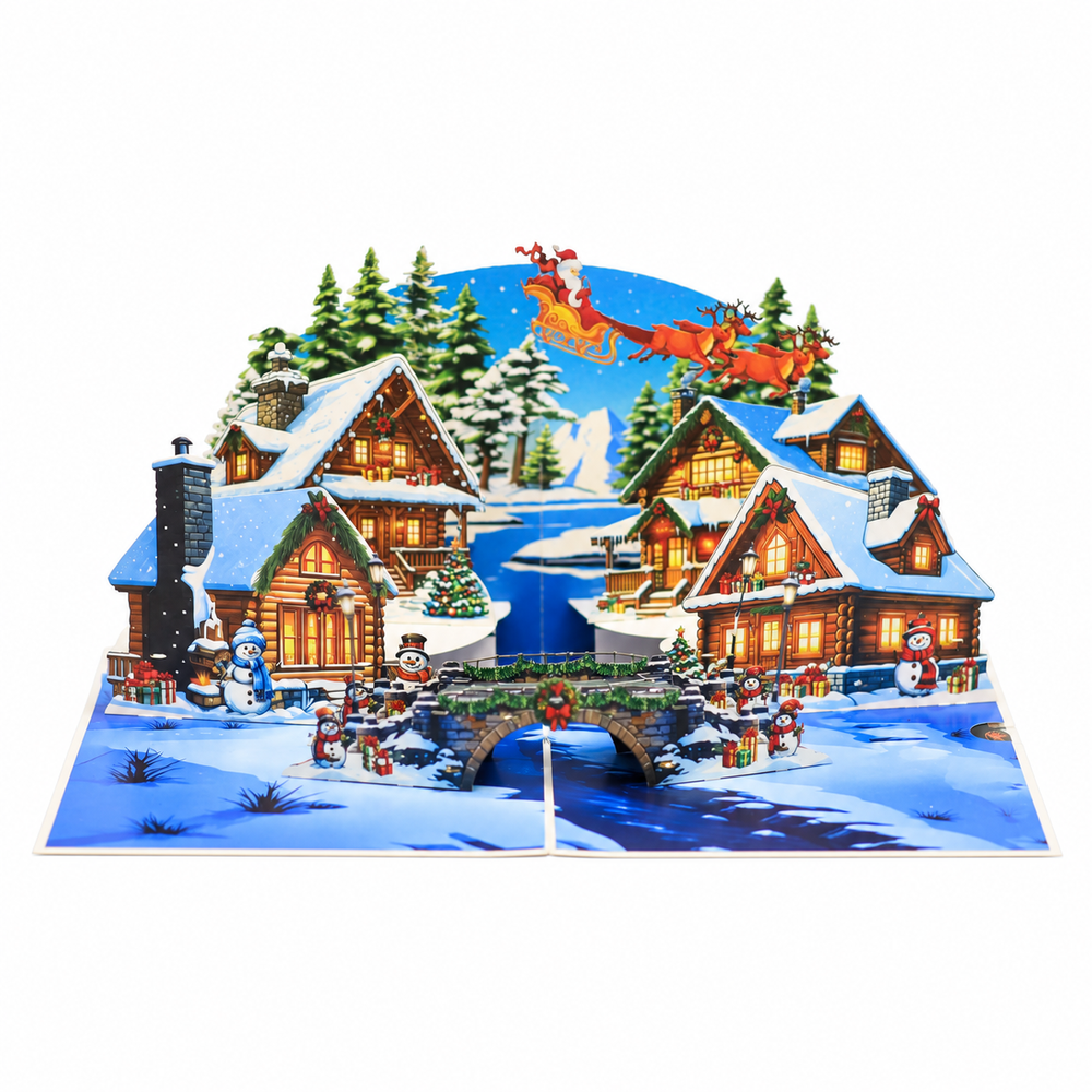 Snowy Christmas Village Pop-Up Card