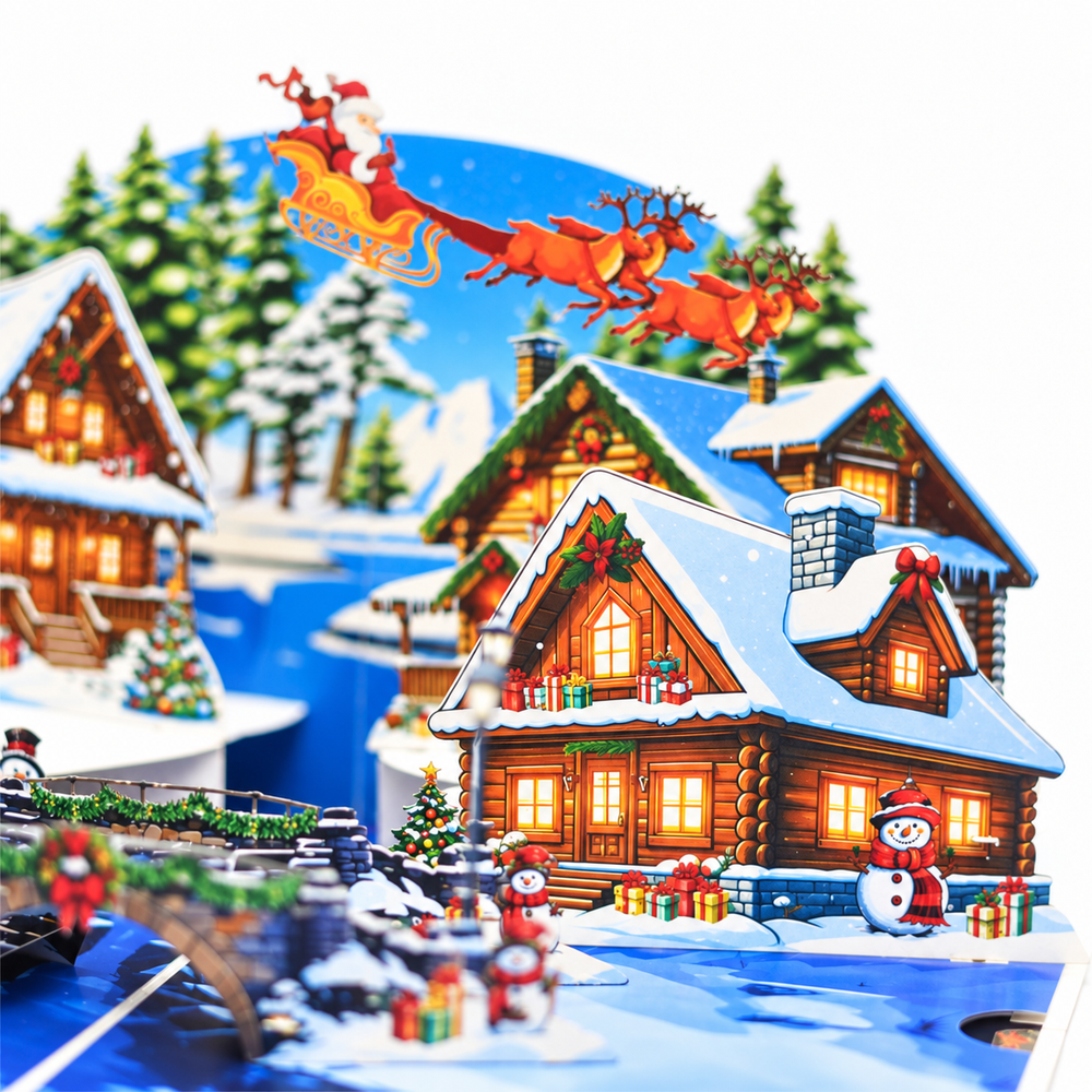 Snowy Christmas Village Pop-Up Card