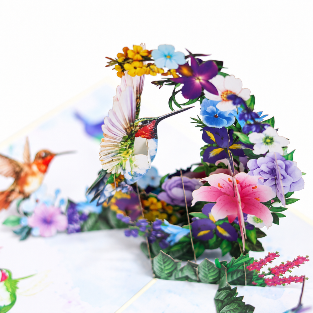 Hummingbird Floral Pop-Up Card