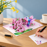 Soul of Papers - Hummingbird & Orchid 3D Pop-Up Card – Pink Orchid Card for Mom, Wife, Anniversary & Valentine’s Day