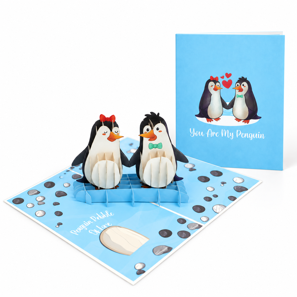 Penguin Pebble of Love Pop-Up Card