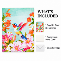 Soul of Papers - Hummingbird & Lilies 3D Pop-Up Card – Flower Greeting Card for Mom, Birthday, Mother’s Day & Get Well