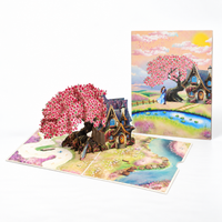 Cherry Blossom Cottage Pop-Up Card