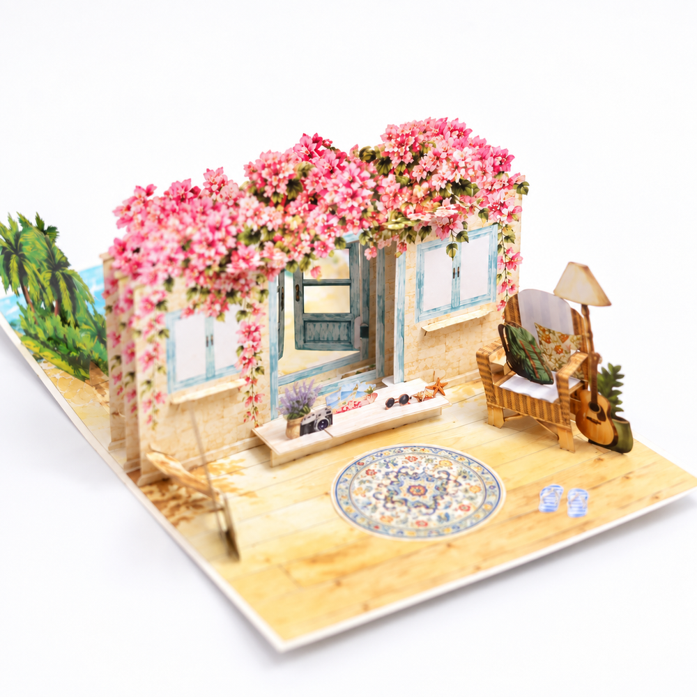 Bougainvillea Beach House Pop-Up Card