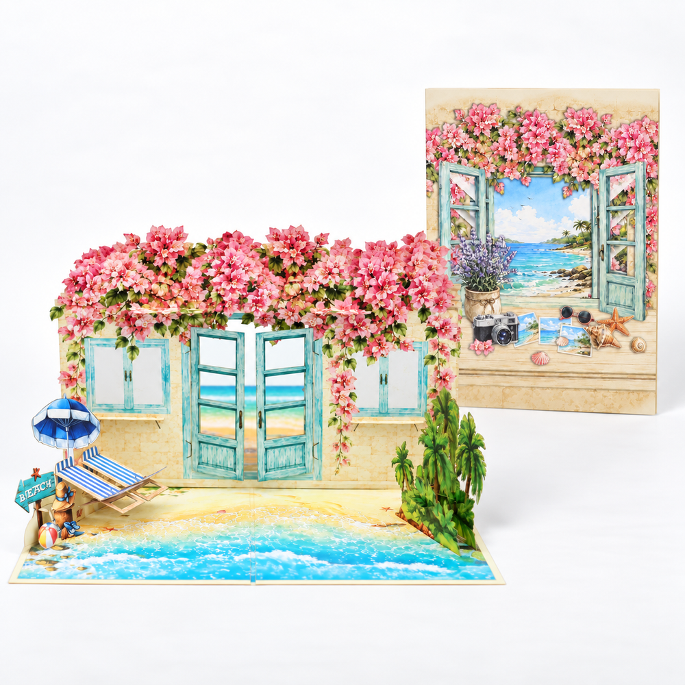 Bougainvillea Beach House Pop-Up Card