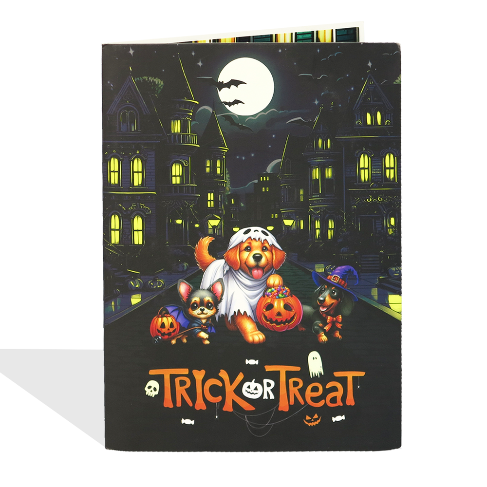Halloween Dog Pop-Up Card – 3D Trick-or-Treat Greeting Card & Gift for Dog Lovers