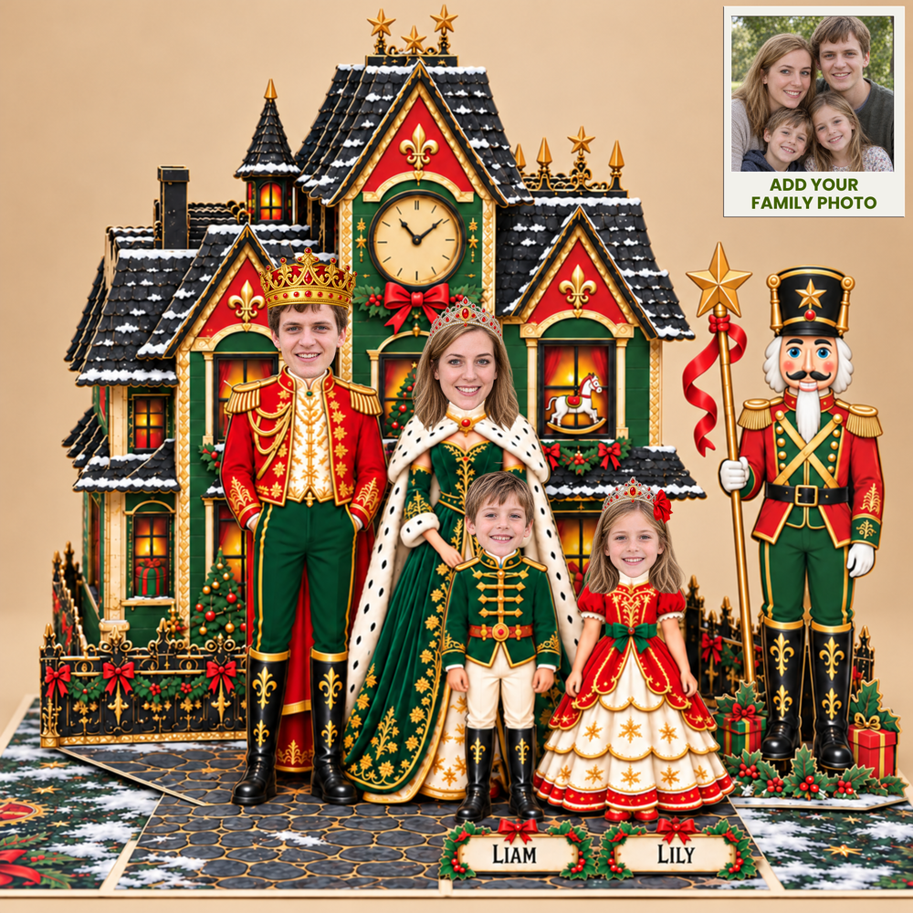 Personalized Christmas Family Pop-Up Card with Photos & Names – Royal Christmas
