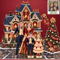 Personalized Christmas Family Pop-Up Card with Photos & Names – Velvet & Gold