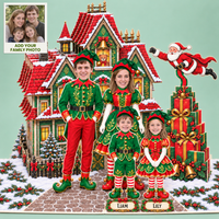 Personalized Christmas Family Pop-Up Card with Photos & Names – Santa’s Elf Family