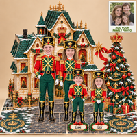 Personalized Christmas Family Pop-Up Card with Photos & Names – Royal Nutcracker
