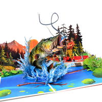 Gone Fishing 3D Pop Up Card - Bass Fishing Adventure