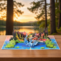 Gone Fishing 3D Pop Up Card - Bass Fishing Adventure