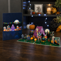 Skeleton Camping Halloween Pop-Up Card – 3D Spooky Greeting Card & Unique Halloween Gift
