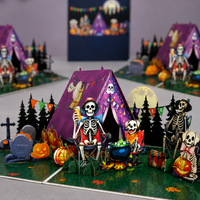 Skeleton Camping Halloween Pop-Up Card – 3D Spooky Greeting Card & Unique Halloween Gift