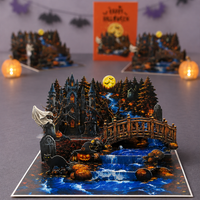Haunted Castle Halloween Pop-Up Card – 3D Spooky Forest Greeting Card & Unique Halloween Gift