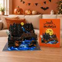 Haunted Castle Halloween Pop-Up Card – 3D Spooky Forest Greeting Card & Unique Halloween Gift