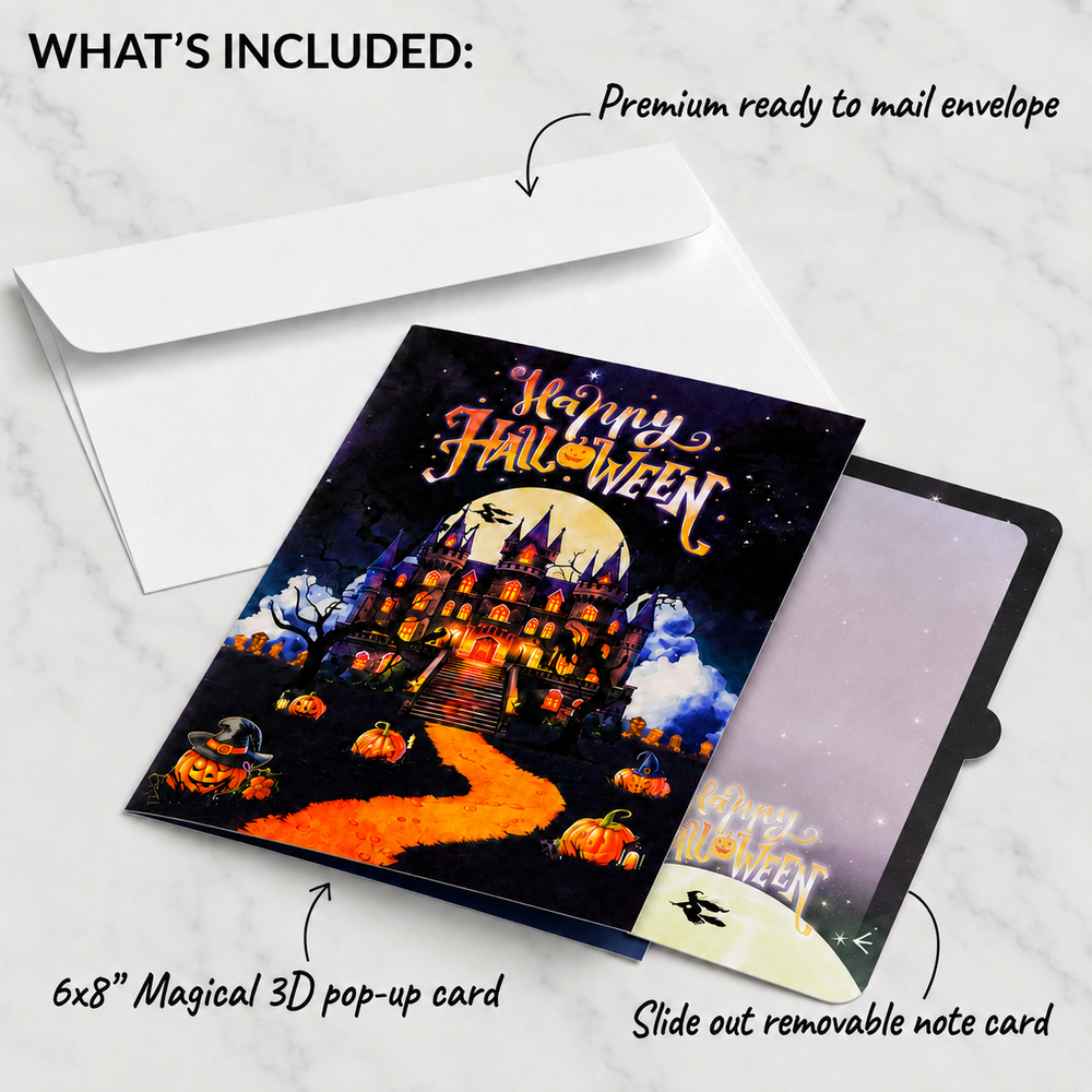 Haunted Castle Halloween Pop-Up Card – 3D Spooky Greeting Card & Unique Halloween Gift
