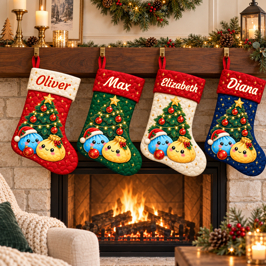Squishy Friends’ Twinkle Christmas Tree - Personalized Atelier Cloud-Quilted Christmas Stocking