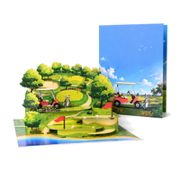 Golf Course 3D Pop Up Card - Golf Cart, Bunkers, and Flagstick Design