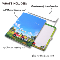 Golf Course 3D Pop Up Card - Golf Cart, Bunkers, and Flagstick Design