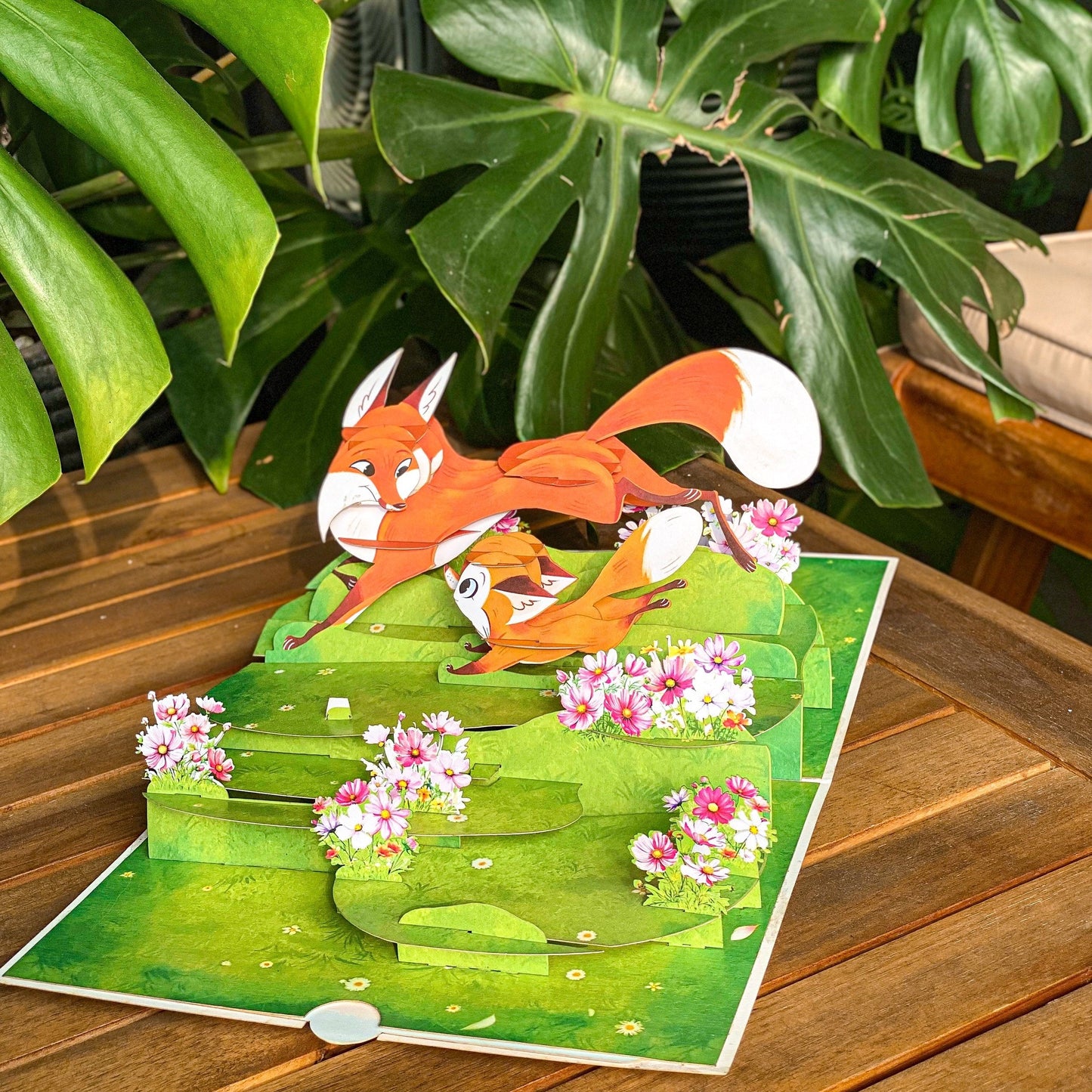Fox Family Pop Up Card 3D Mother Fox Playing with Baby Foxes in Flower Meadow Wholesome Mother's Day, Birthday, Just Because Greeting Card for Mom, Wife, Her, Nature and Animal Lovers Visit the T4s Store