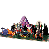 Skeleton Camping Halloween Pop-Up Card – 3D Spooky Greeting Card & Unique Halloween Gift