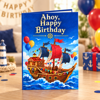 Personalized Little Sailor Ship Birthday Pop-Up Card for Kids/Grandkids - 3D Custom Greeting Card & Unique Birthday Gift