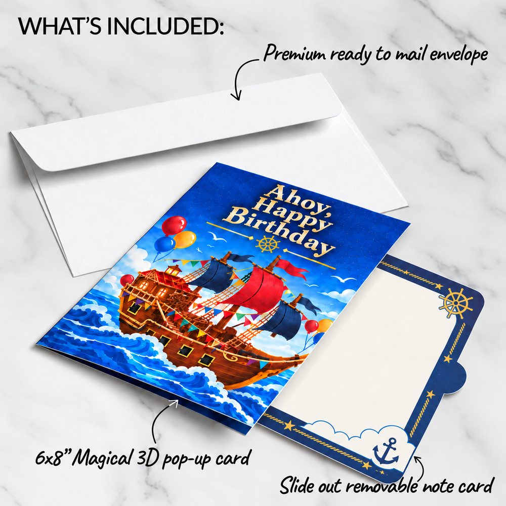 Personalized Little Sailor Ship Birthday Pop-Up Card for Kids/Grandkids - 3D Custom Greeting Card & Unique Birthday Gift