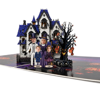 Halloween Horror Family with Kids/Grandkids - Personalized Haunted House Pop-Up Card