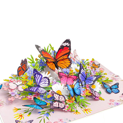 Pop Up Butterfly Garden Card 3D Colorful Butterflies and Spring Flowers Beautiful Mother's Day, Birthday, Thank You, Get Well Greeting Card for Women, Nature Lovers, Mom, Wife, Grandma
