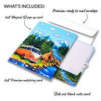 Camping Adventure 3D Pop Up Card - Camper Van by a Mountain River