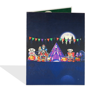 Skeleton Camping Halloween Pop-Up Card – 3D Spooky Greeting Card & Unique Halloween Gift