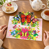Colorful Butterfly Garden Pop-Up Card - 3D Floral Greeting Card & Unique Gift
