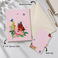 Colorful Butterfly Garden Pop-Up Card - 3D Floral Greeting Card & Unique Gift