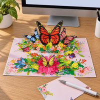 Colorful Butterfly Garden Pop-Up Card - 3D Floral Greeting Card & Unique Gift