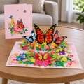 Colorful Butterfly Garden Pop-Up Card - 3D Floral Greeting Card & Unique Gift