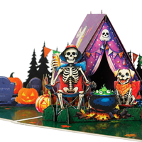 Skeleton Camping Halloween Pop-Up Card – 3D Spooky Greeting Card & Unique Halloween Gift