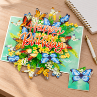 Happy Birthday Butterfly Pop-Up Card - 3D Floral Greeting Card & Unique Gift