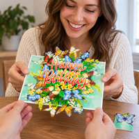Happy Birthday Butterfly Pop-Up Card - 3D Floral Greeting Card & Unique Gift