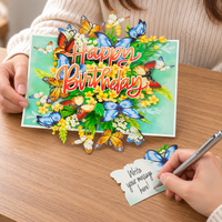 Happy Birthday Butterfly Pop-Up Card - 3D Floral Greeting Card & Unique Gift