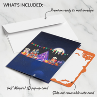 Skeleton Camping Halloween Pop-Up Card – 3D Spooky Greeting Card & Unique Halloween Gift