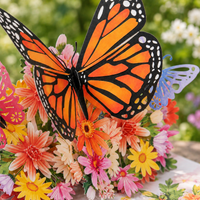 Monarch Butterfly Bouquet Pop-Up Card - 3D Floral Greeting Card & Unique Gift