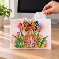 Monarch Butterfly Bouquet Pop-Up Card - 3D Floral Greeting Card & Unique Gift