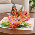 Monarch Butterfly Bouquet Pop-Up Card - 3D Floral Greeting Card & Unique Gift