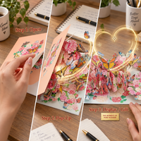Monarch Butterfly & Peony Pop-Up Card - 3D Floral Greeting Card & Unique Birthday Gift