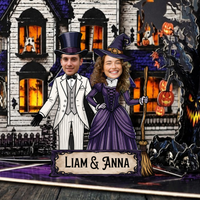 Spooky Halloween Couple - Personalized Haunted House Pop-Up Card