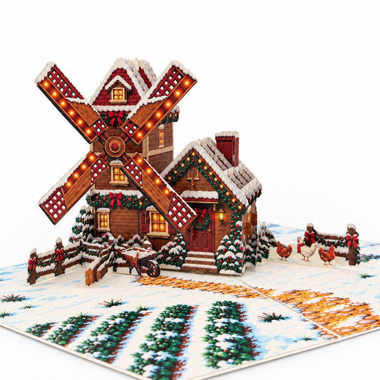 Christmas Windmill Pop-Up Card – 3D Greeting Card & Christmas Gift