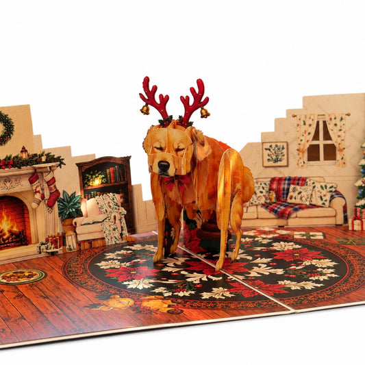 Funny Christmas Dog Pop-Up Card – 3D Greeting Card & Christmas Gift